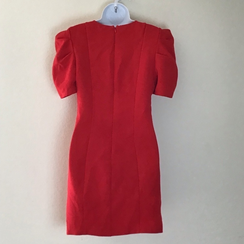 Forever 21 Red Puff Sleeve Mini Dress Short Sleeve V-Neck Party Dress Size Med - Picture 4 of 15